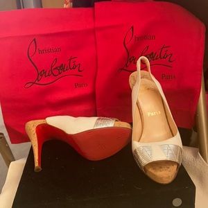 Christian Louboutin Cork-Heeled Sling Backs
